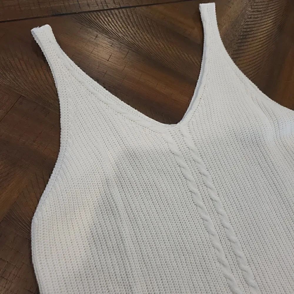 Vici Cable Knit Tank Medium Cream Color - Picture 2 of 6